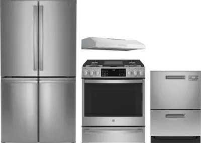 4 Piece Package Includes Refrigerator, Range, Hood And Dishwasher